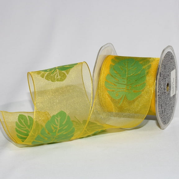 The Ribbon People Yellow and Green Wired Craft Ribbon 2.75" x 22 Yards
