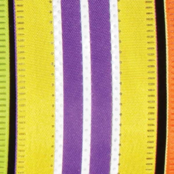 The Ribbon People Yellow and Purple Wired Craft Ribbon with Stripes 1.5" x 40 Yards
