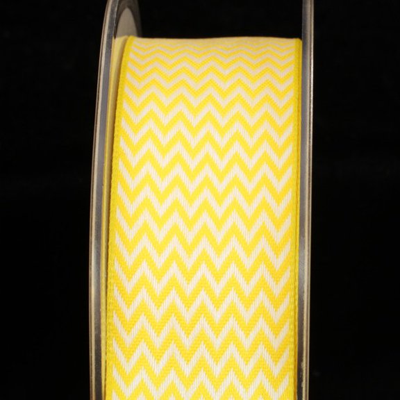 The Ribbon People Yellow and White Chevron Wired Craft Ribbon 1.5" x 54 Yards