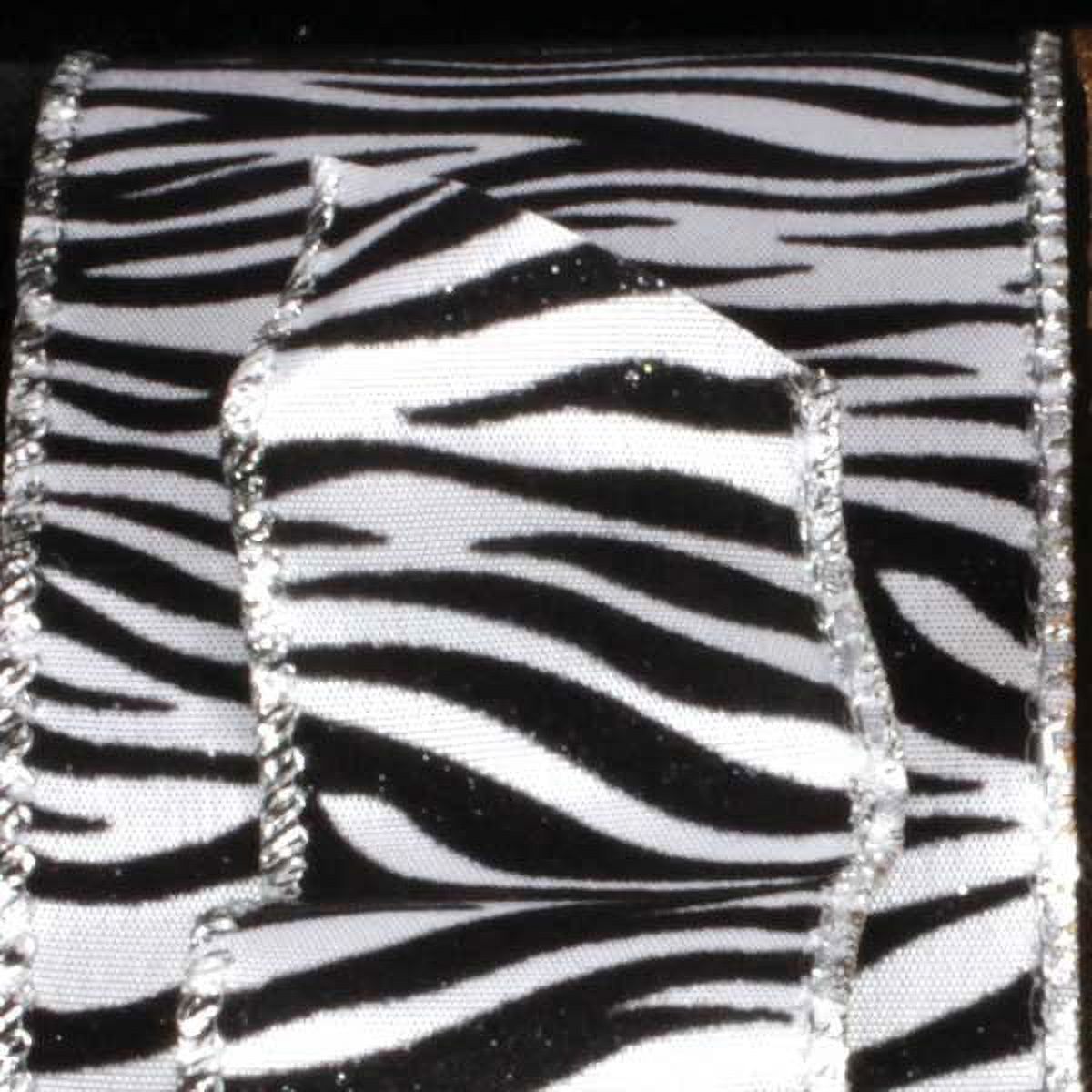The Ribbon People Zebra Stripes Black and White Wildlife Wired Craft Ribbon 2.5" x 20 Yards - image 1 of 1