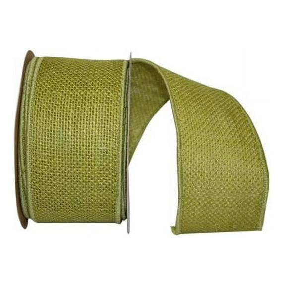 The Ribbon Roll - T3221M-041-40F, Burlap Colored Wired Edge Ribbon, Chartreuse, 2-1/2 Inch, 10 Yards