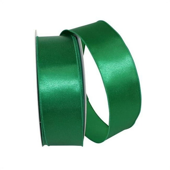 The Ribbon Roll - T92575W-510-40K, Satin Value Wired Edge Ribbon, Emerald, 2-1/2 Inch, 50 Yards