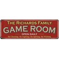 thumbnail image 1 of The Richards Family Red Game Room Metal 8x24 Sign 108240038851, 1 of 1