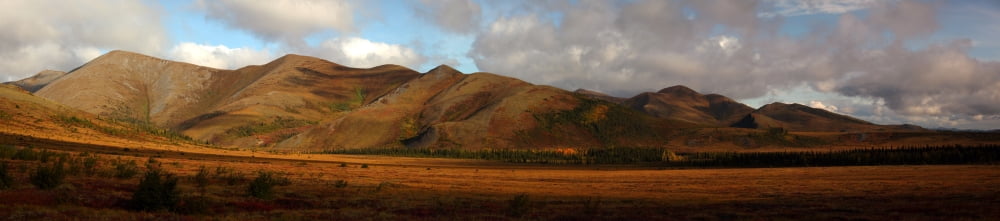 The Richardson Mountains At The Arctic Circle In Fall Colours Demspter Highway Yukon Canvas Art - Robert Postma Design Pics (44 x 10)