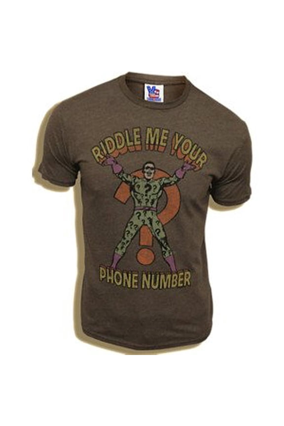 The Riddler Riddle Me Your Phone Number Sable Brown Mens T-Shirt
