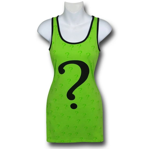 The Riddler Womens Tank Dress Costume Villain Green Tunic Top Sexy