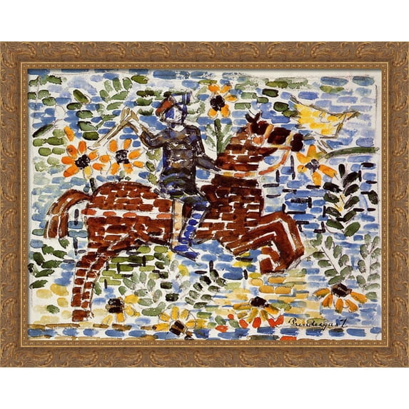 The Rider 34x28 Large Gold Ornate Wood Framed Canvas Art by Maurice Prendergast