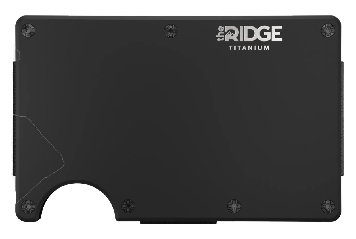 The Ridge Minimalist Wallet, Matte Black, Titanium, RFID Blocking