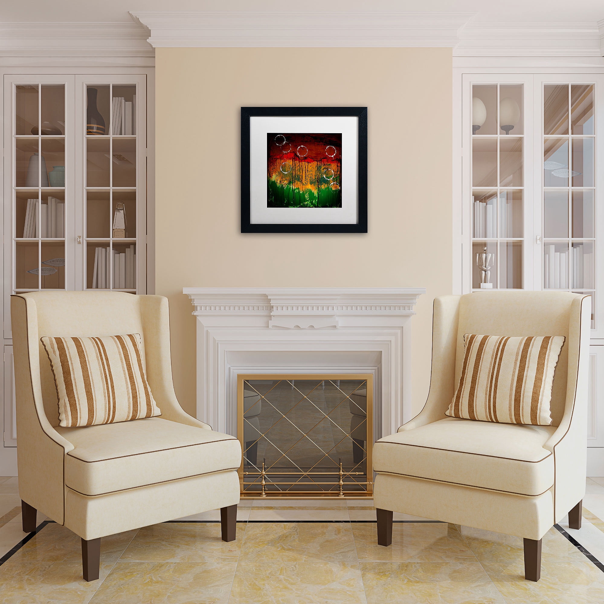 The Ridges Art by Nicole Dietz in Black Frame, 16 by 16-Inch, White Matte
