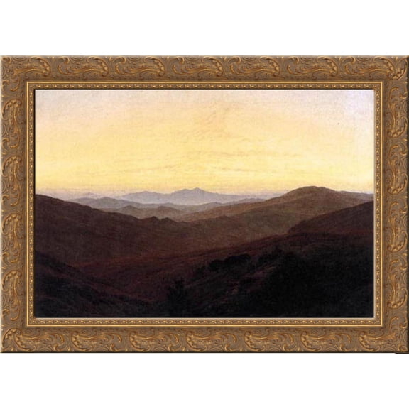 The Riesengebirge 24x19 Gold Ornate Wood Framed Canvas Art by Friedrich, Casper David