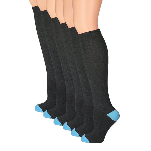 The Right Fit Girl's School Uniform, Cotton Knee High Dress Socks (Pack of 3 or Pack of 6)