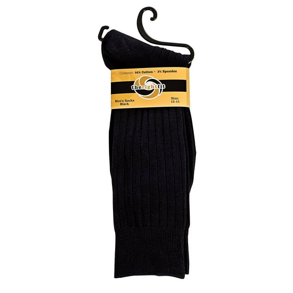 The Right Fit Men's 98% Cotton, Casual Work, Loafer Ribbed Crew Style Dress Socks