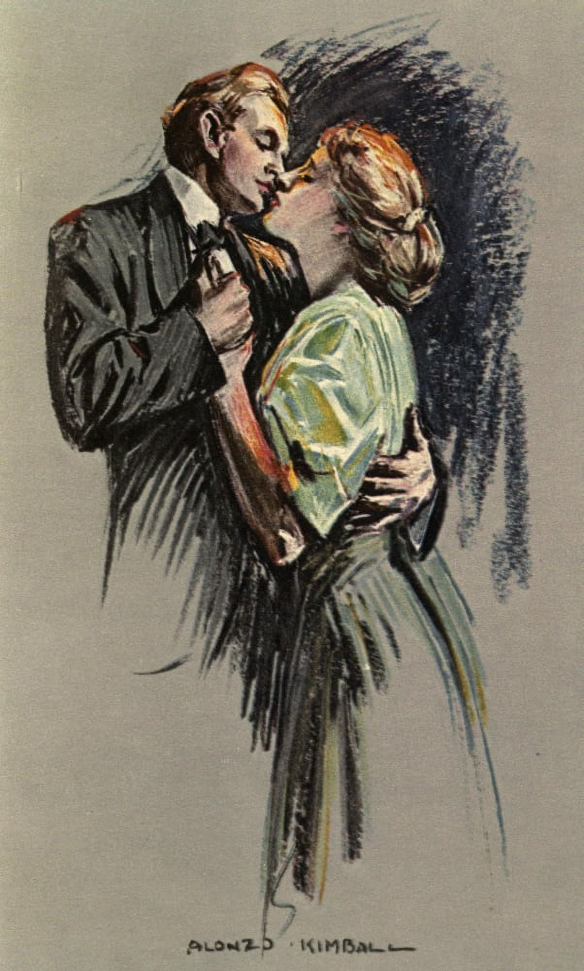 The Right Man c1908 Kissing couple Canvas Art - Alonzo Kimball (18 x 24)