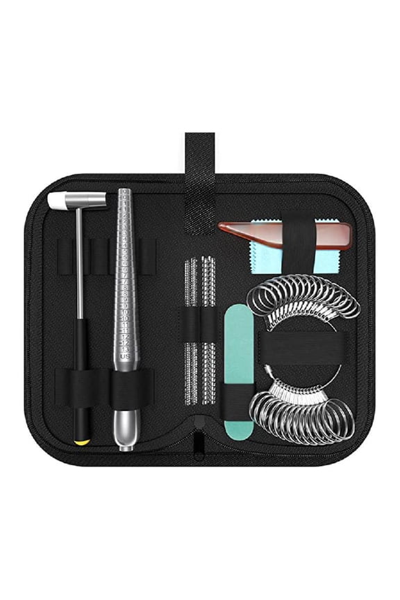 The Ring Size Measurement Tool Set Includes Ring Size Meter Ring Core Jewelry Hammer Ring Size Adjuster Polishing Rod