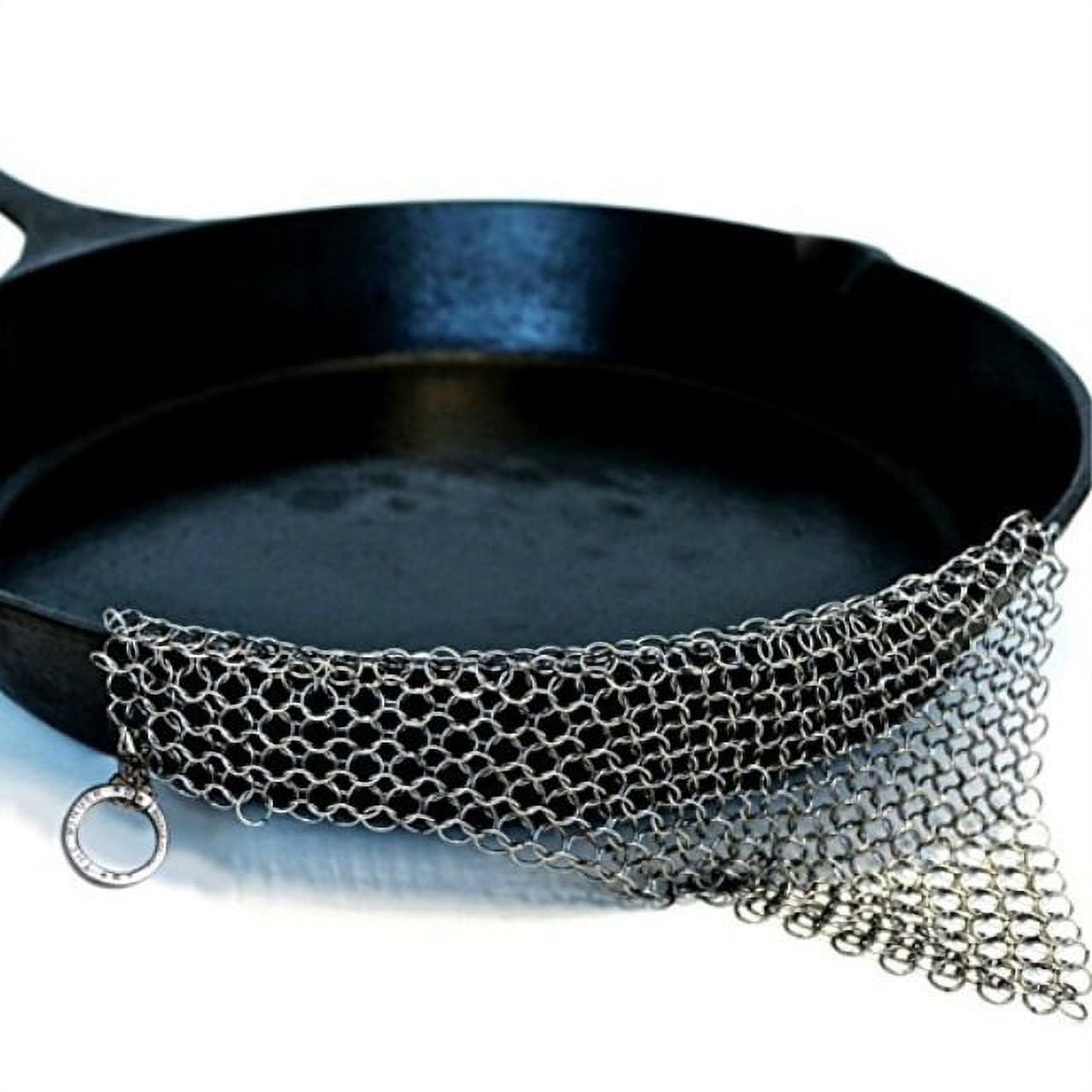 Cast Iron Scrubber 316 Stainless Steel Cast Iron Skillet Cleaner 8x6  Chainmail Scrubber Scraper Chain Mail Link Scrub for Cast Iron Pre-Seasoned