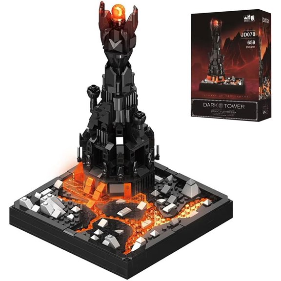 The Rings Dark Tower Architecture with Light, Building Set for Adults The Rings Collectible for Fans Christmas Birthday Gift Toy for Men and Women