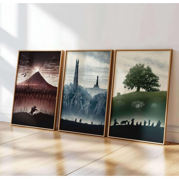 The Rings Poster Trilogy Wall Art Minimalist Decor or Gift Prints Set 3