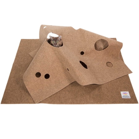 The Ripple Rug Cat Activity Play Mat, Thermal Base, Scratching Bed Mat, Brown, 47" x 35" x 0.5"
