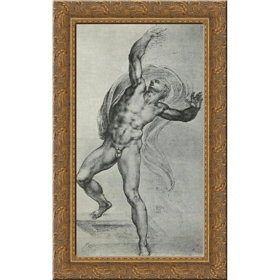 The Risen Christ 18x24 Gold Ornate Wood Framed Canvas Art by Michelangelo
