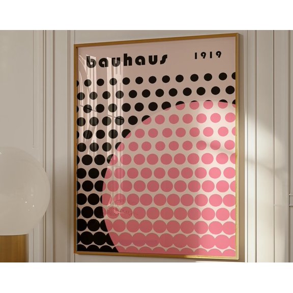 The Rising Sun Modern Wall Art for Teens Bedroom Poster in Pink Poster for Girls Studio Room Wall Print Modern Home Circles Pattern Wall Art, 12x18 UNFRAMED