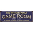 thumbnail image 1 of The Ritter Family Blue Game Room Metal 6x18 Sign 106180037612, 1 of 1