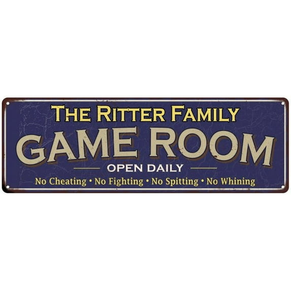 The Ritter Family Blue Game Room Metal 6x18 Sign 106180037612