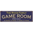 thumbnail image 1 of The Rivas Family Blue Game Room Metal 8x24 Sign 108240037269, 1 of 1