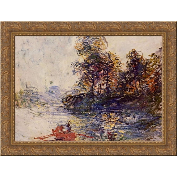 The River 24x20 Gold Ornate Wood Framed Canvas Art by Monet, Claude