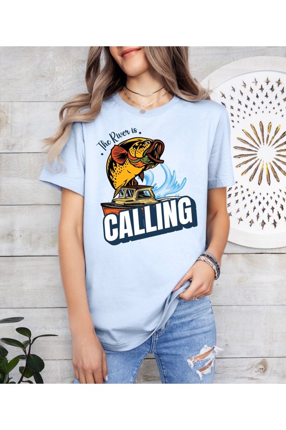 The River Is Calling T-Shirt: Kayak Fishing Adventure Shirt All Size S-5XL