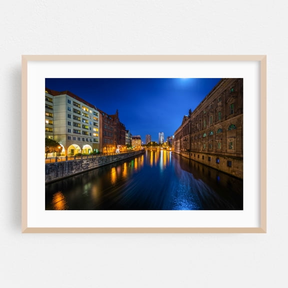 The River Spree - Berlin Germany Photography Oak Framed Wall Art Print 24 x 36 inches