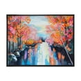 thumbnail image 1 of The River Through Orange Autumn Forest 32 in x 24 in Framed Painting Canvas Art Print, by Designart, 1 of 5
