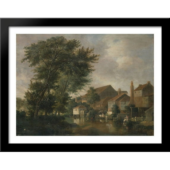 The River Wensum, Norwich 36x28 Large Black Wood Framed Print Art by John Crome