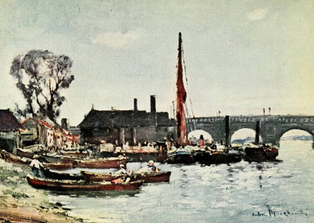 The River of London 1912 Kingston Bridge Canvas Art - John Muirhead (18 x 24)