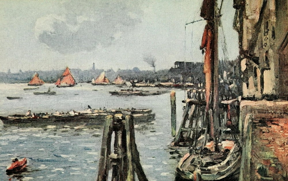 The River of London 1912 Limehouse Canvas Art - John Muirhead (18 x 24)