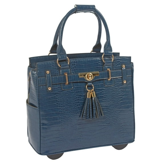 The Riviera Rolling Faux Leather Computer Brief | Fits 13 - 17" Laptop | Laptop Bag | Female Computer Bag | JKM & Company Croc Laptop Bag
