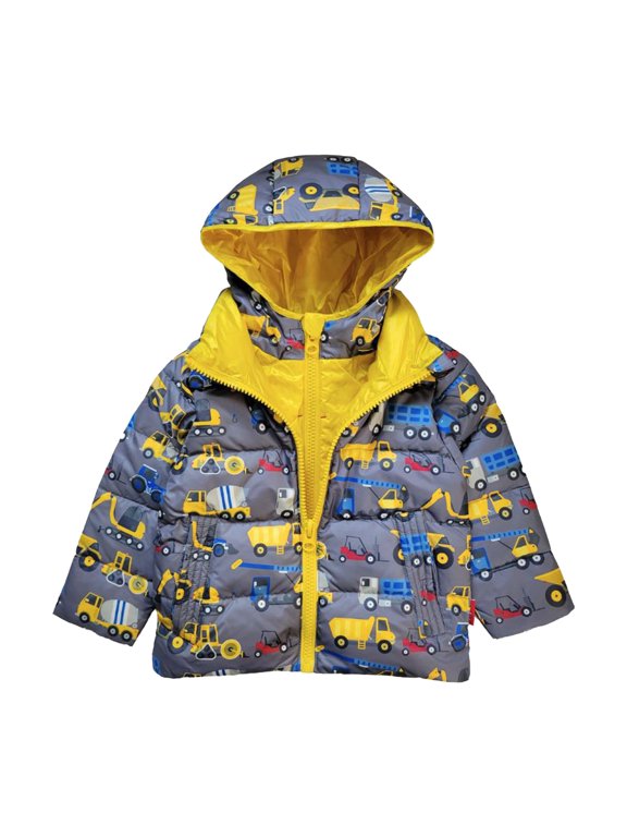The Road Coat Down Toddler Winter Coat, Car Seat Coat for Babies & Kids, 80% Down & 20% Feather, Water-Repellent, Construction - 18 Months