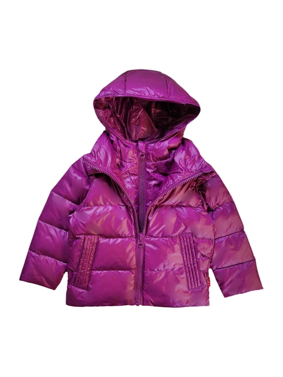 The Road Coat Down Toddler Winter Jacket with Split Collar and Dual Zipper, 20% Feather Insulation, Unisex Kids Winter Coat - Plum - 8 Years
