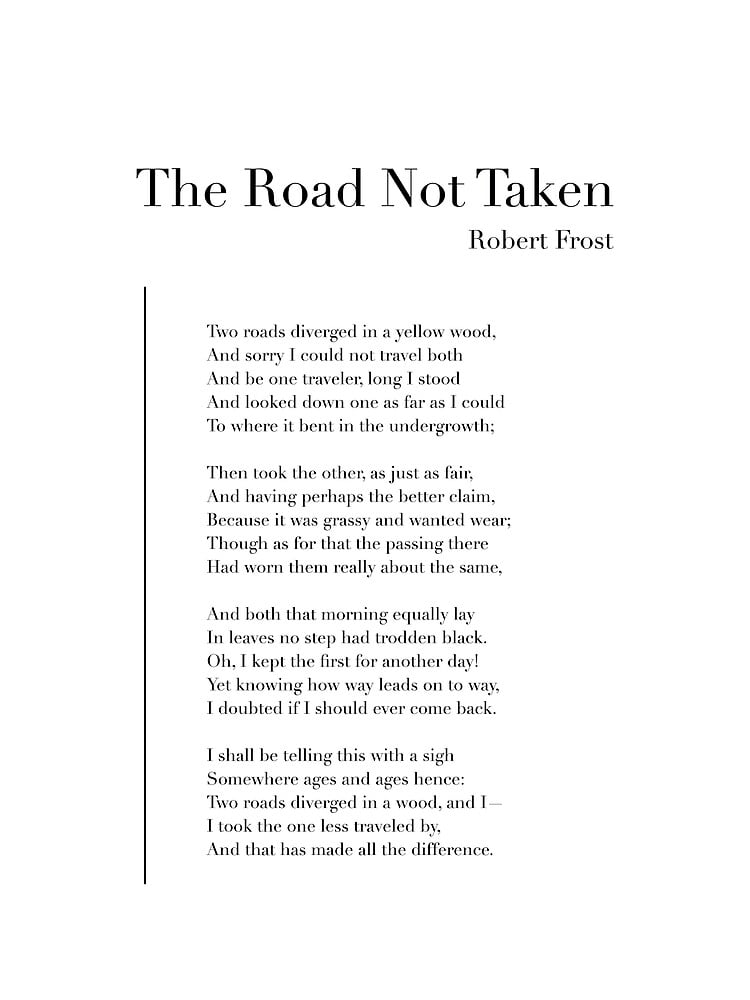 The Road Not Taken by Robert Frost Poster Framed-unframed - Walmart.com