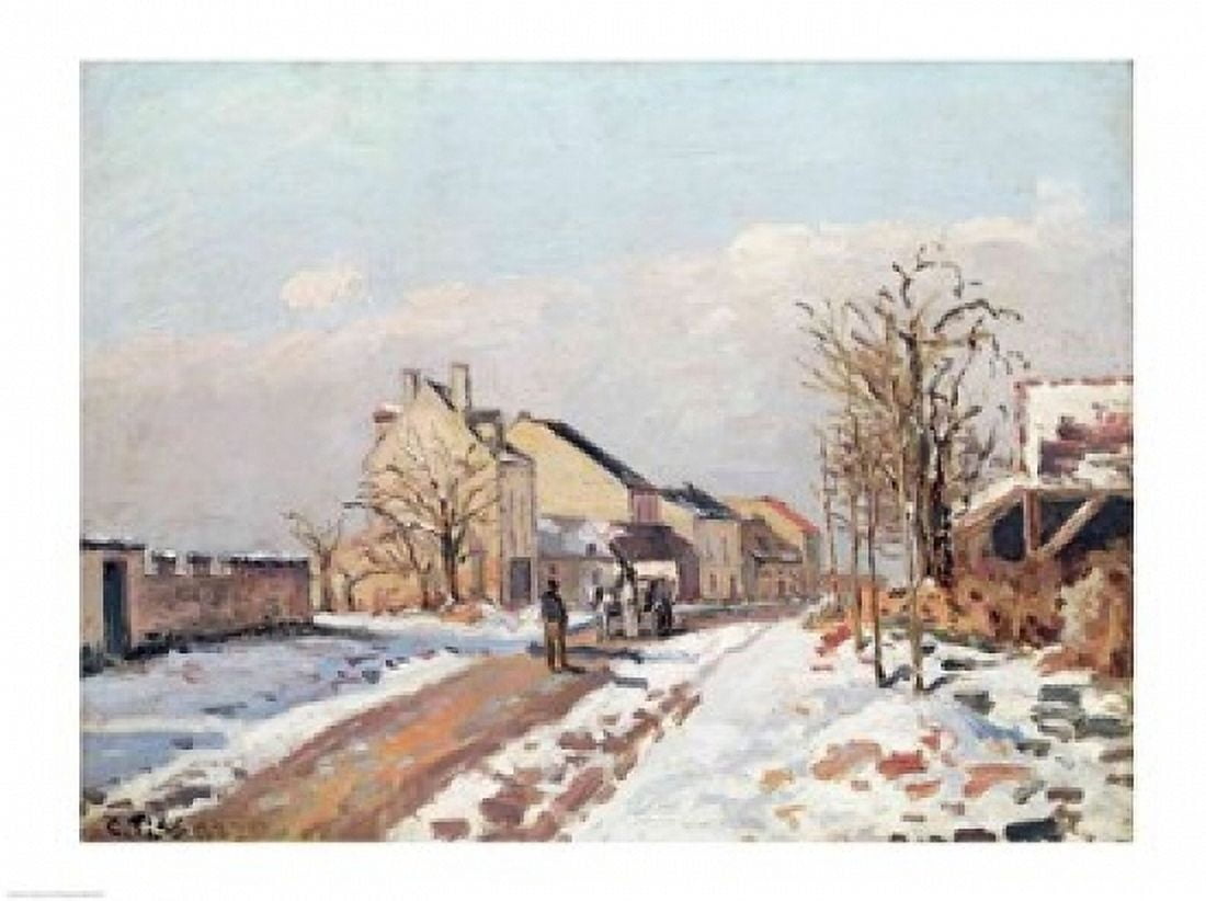 The Road from Gisors to Pontoise Snow Effect 1872 Canvas Art - Camille Pissarro (36 x 24)