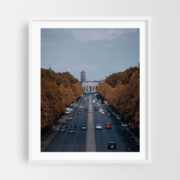 The Road to Brandenburg Gate - Berlin,Germany,Photography White Framed Wall Art Print 30 x 40 inches