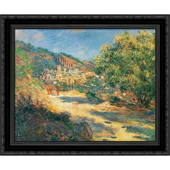 The Road to Monte Carlo 24x20 Black Ornate Wood Framed Canvas Art by Monet, Claude
