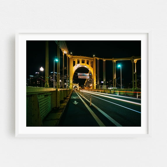 The Roberto Clemente Bridge No. 2 - Pittsburgh Pennsylvania Photography White Framed Wall Art Print 16 x 24 inches