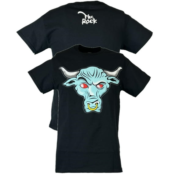 The Rock Blue Brahma Bull Logo Mens Black T-shirt XL