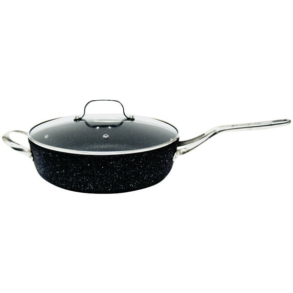 The Rock By Starfrit® 060318-003-0000 The Rock By Starfrit 11", 4.7-quart Deep Saute Pan With Glass Lid & Stainless Steel Handles