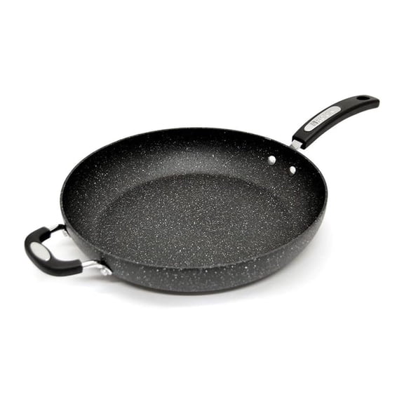 The Rock Classic 12.5" (32cm) Non-Stick Deep Fry Pan with Helper Handle - Durable Forged Aluminum - Oven Safe - Free - Easy to Clean