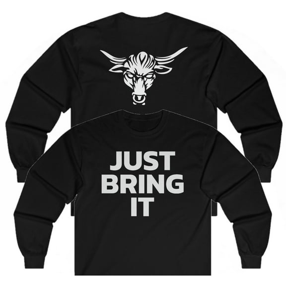 The Rock Just Bring It White Logo Brahma Bull Long Sleeve T-shirt