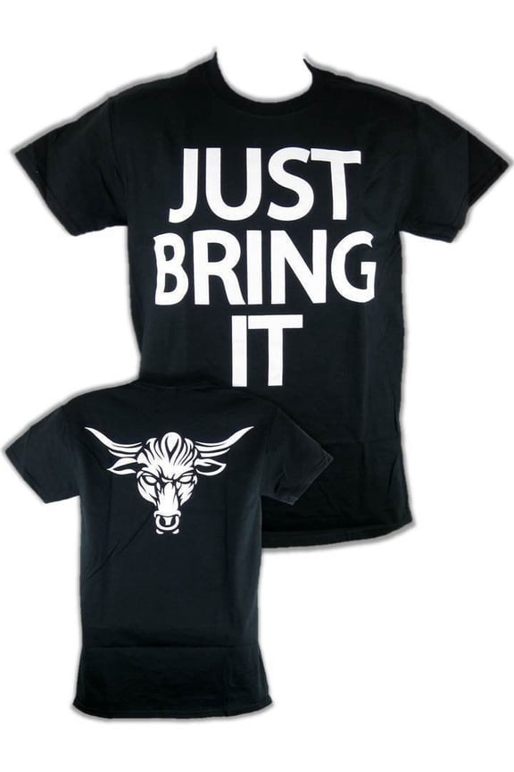 The Rock Just Bring It White Logo Brahma Bull Mens T-shirt