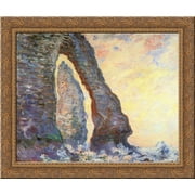 The Rock Needle Seen through the Porte dAval 24x20 Gold Ornate Wood Framed Canvas Art by Monet, Claude