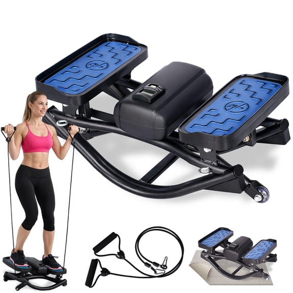 The Rock Stepper Lateral Rocking Machine - Side to Side Stepper for Home with Resistance Bands & Digital Monitor, Low Impact Glute & Leg Workout