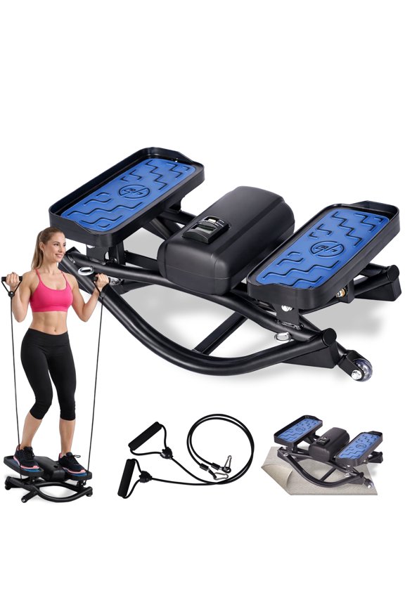 The Rock Stepper Lateral Rocking Machine - Side to Side Stepper for Home with Resistance Bands & Digital Monitor, Low Impact Glute & Leg Workout